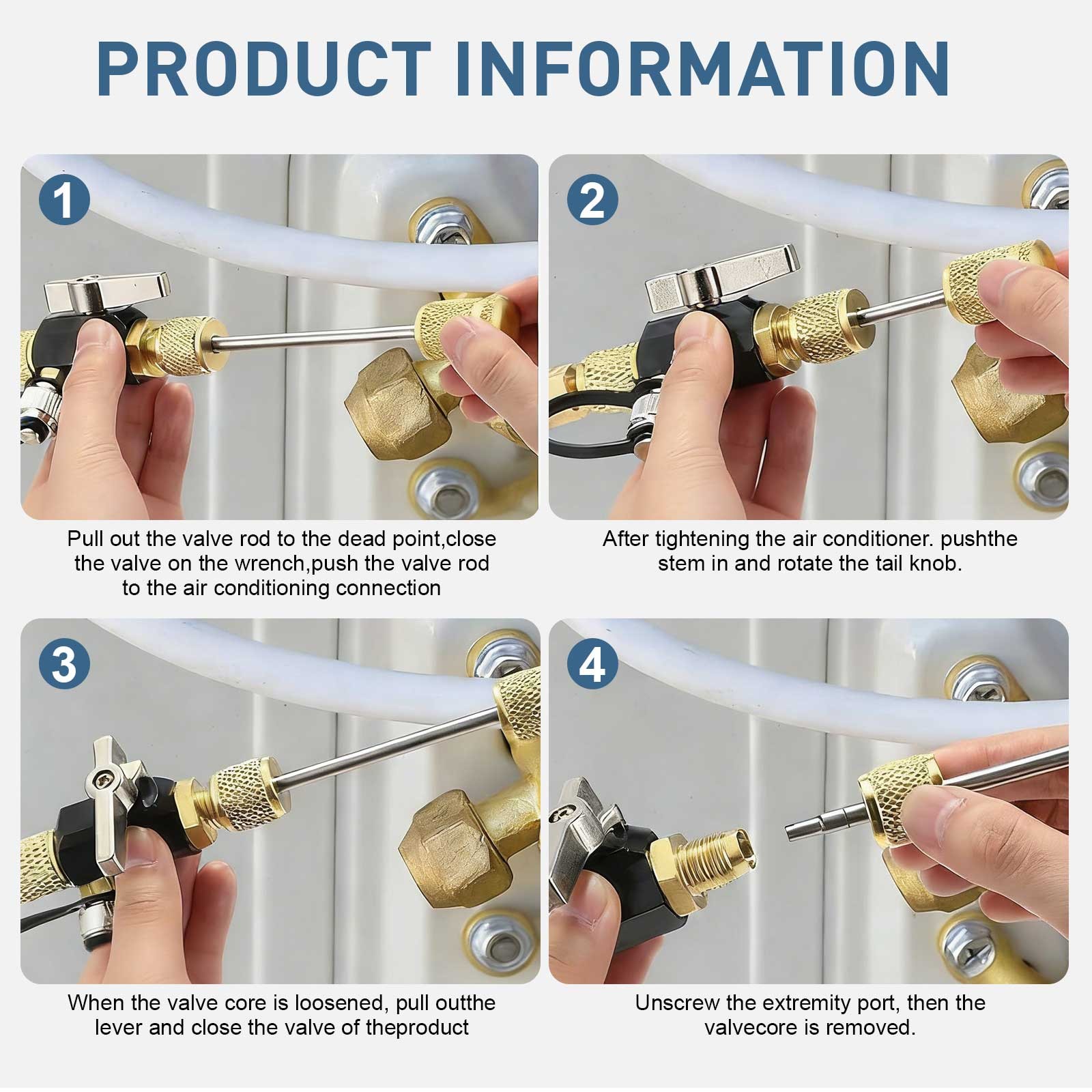 HVAC Valve Core Removal Tool 1/4″ 5/16″ AC Remover R410A R134a R32 R1234yf Flow