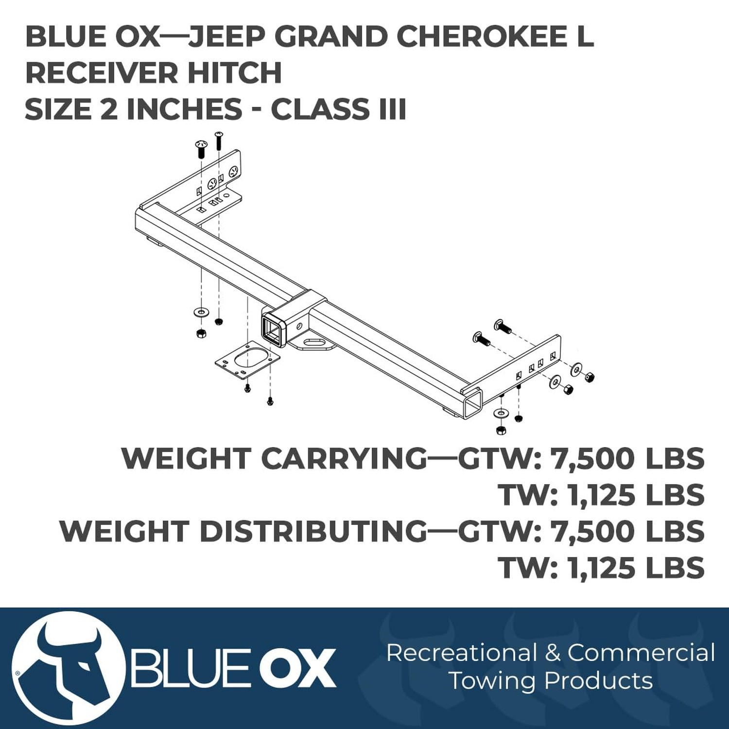 Blue Ox BXH3006 Custom Receiver Hitch for Towing, Fits Select Jeep Grand Cher…