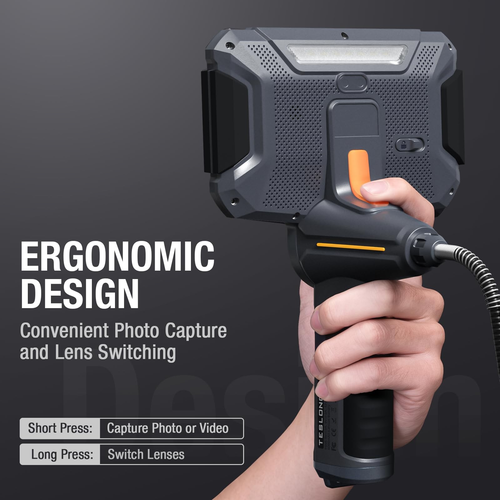 Teslong TF600 4-Way Articulating Borescope with 6-inch IPS LCD HD, black