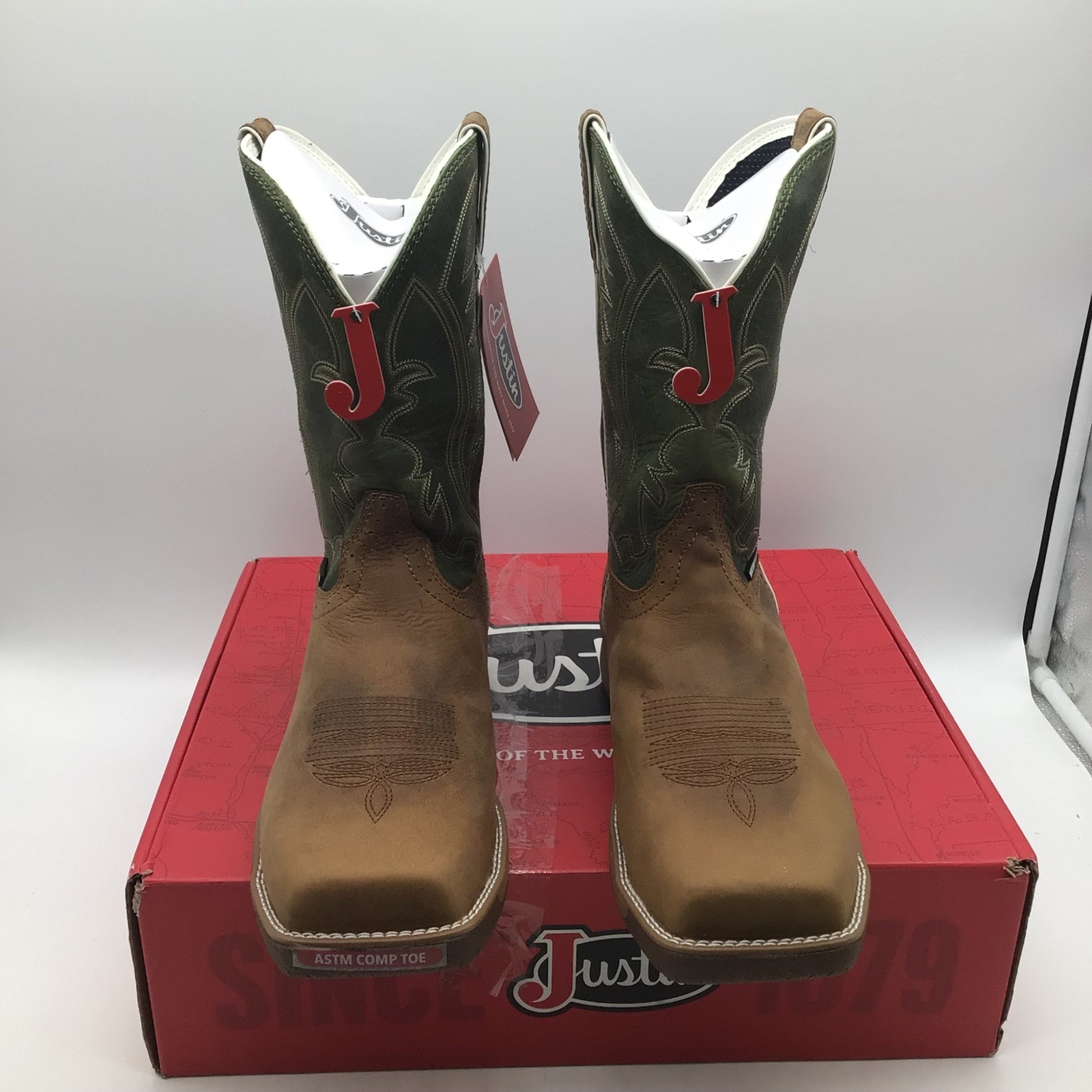 Justin Mens Nitread Cowhide Waterproof Nano Comp Toe Work Boots Size 11 D NEW