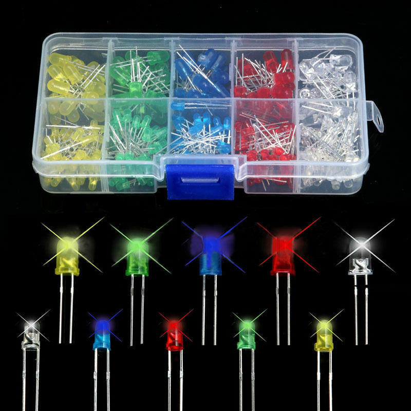 300pcs 3mm 5mm LED Light White Yellow Red Green Blue Emitting Assorted Diodes