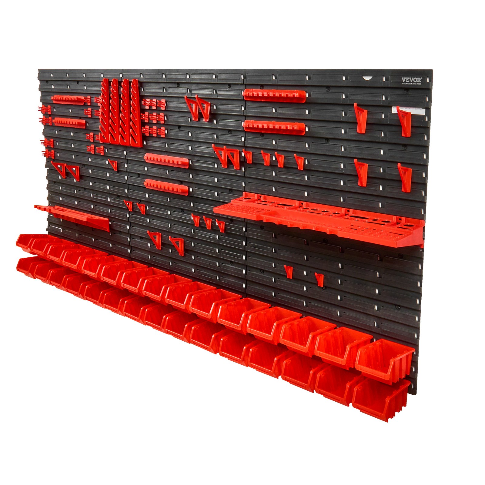 VEVOR Wall Mounted Storage Bins Small Parts Organizer Garage Tool Rack 30 Bins