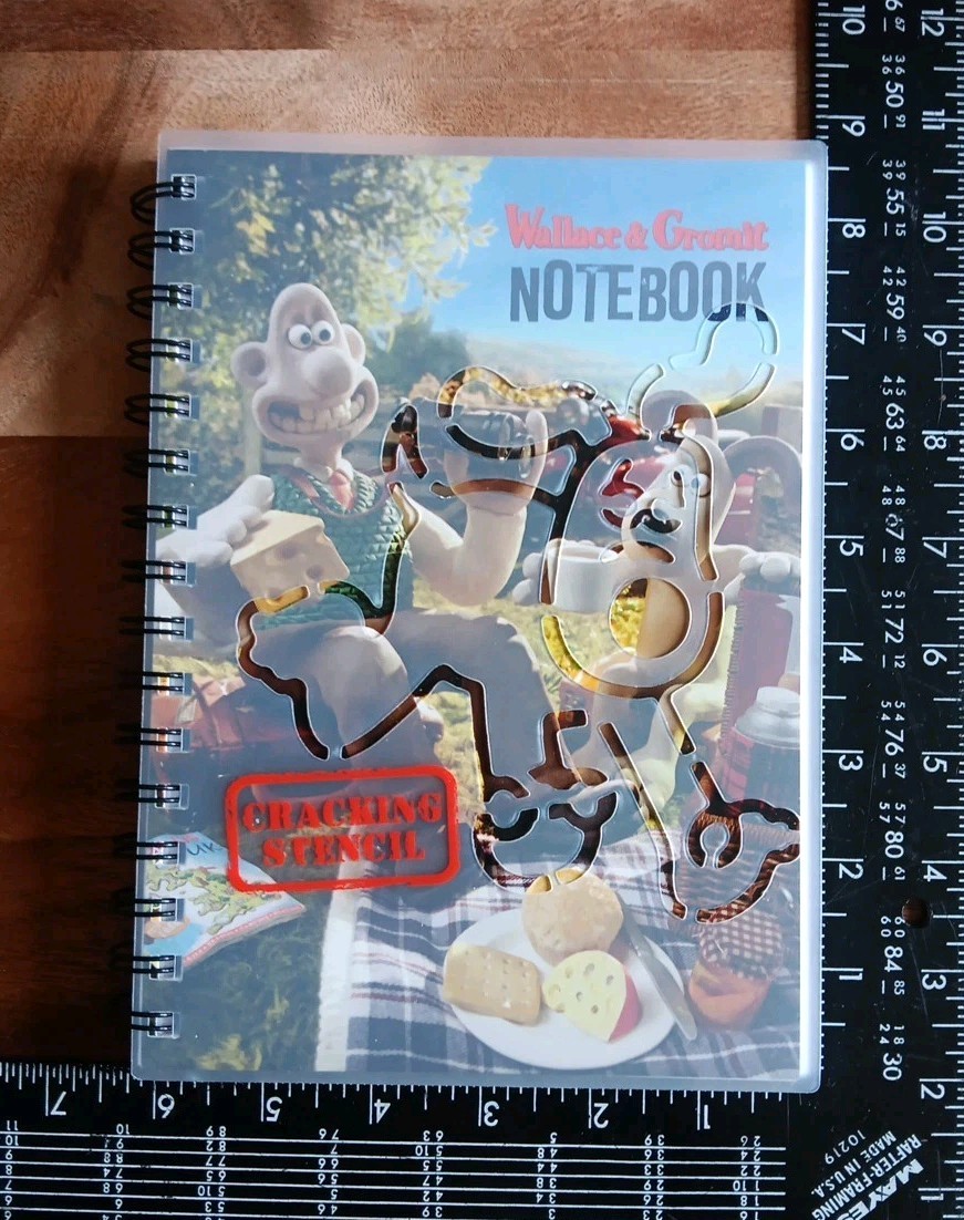 Wallace and Gromit – Spiral Bound Hardcover Stencil Notebook Journal – Unused.