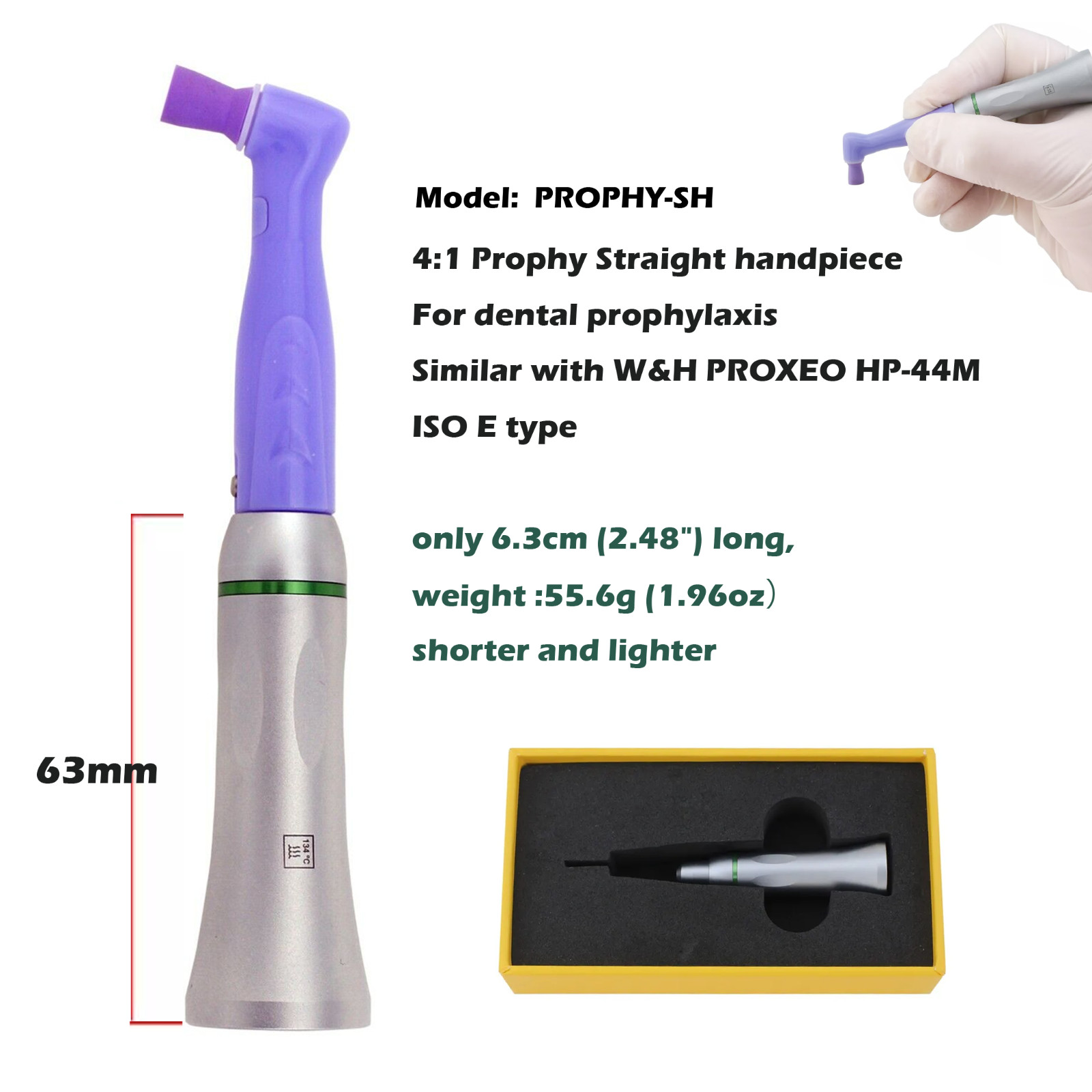 Dental Hygiene Prophy Handpiece Air Motor 4Holes 4:1 Nose Cone 360°Swivel KAVO