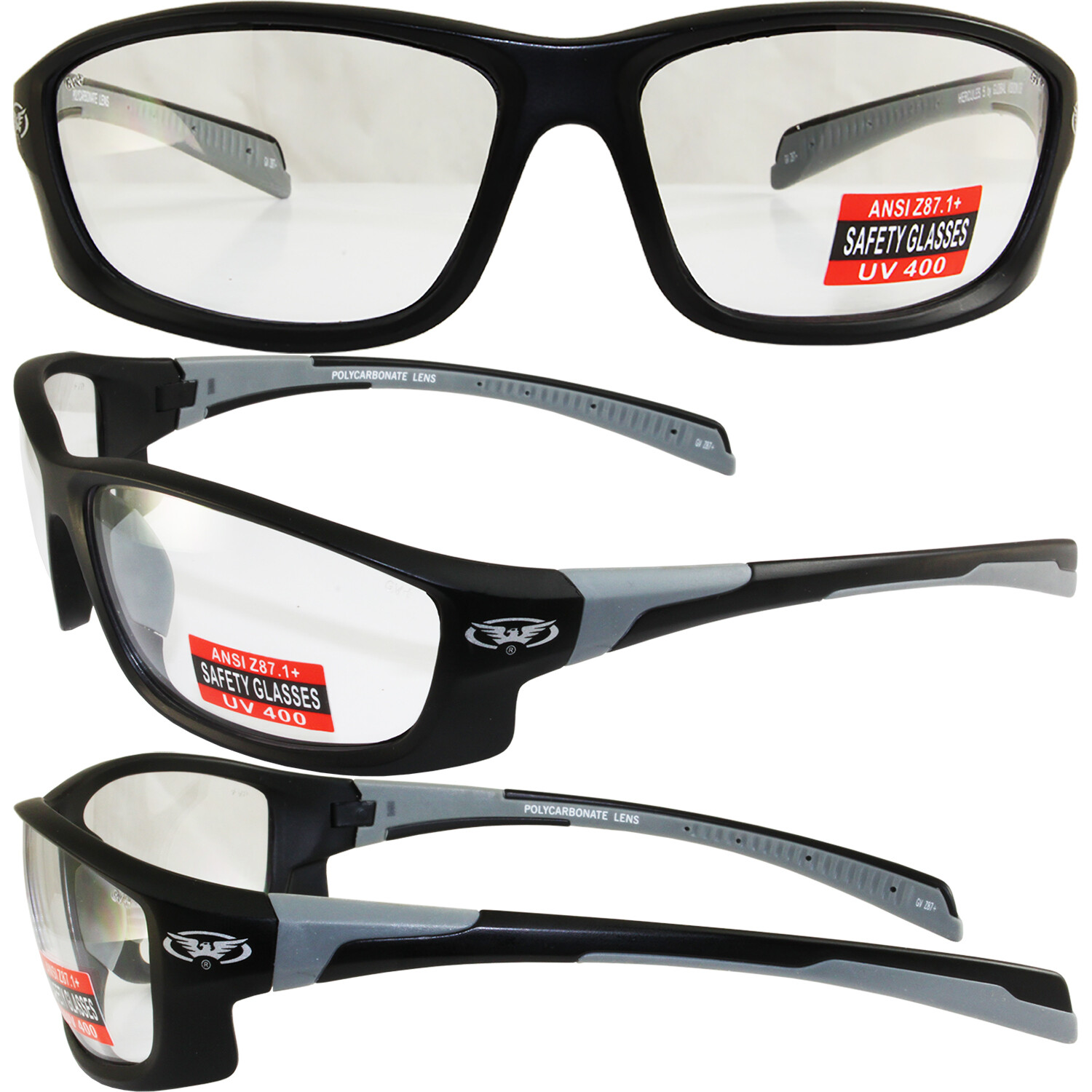 Hercules 5 Safety Glasses Z87.1 CLEAR SHATTERPROOF POLYCARBONATE LENS