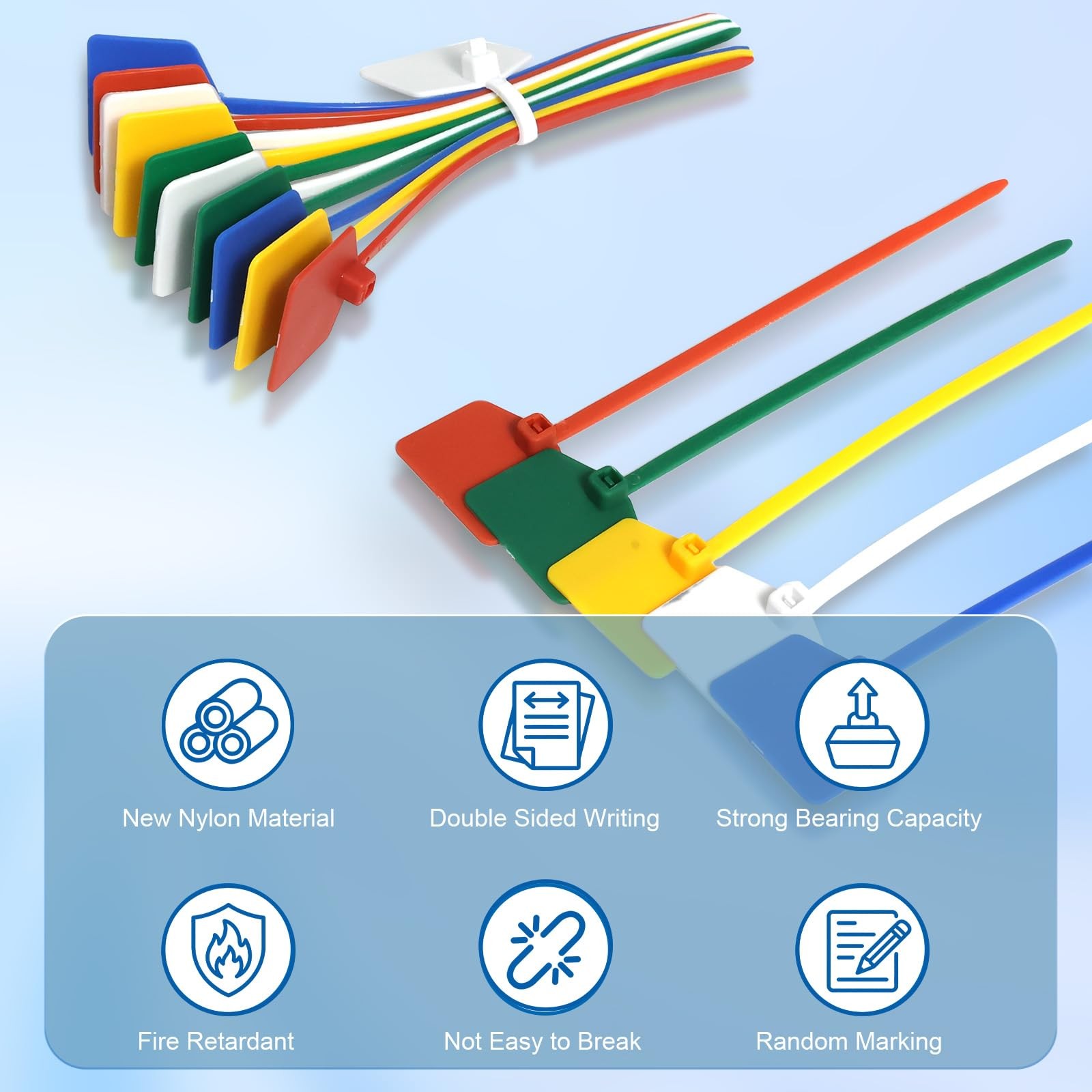 4 in Marker Nylon Cable Ties, Plastic Water Proof Tags, Small, Red