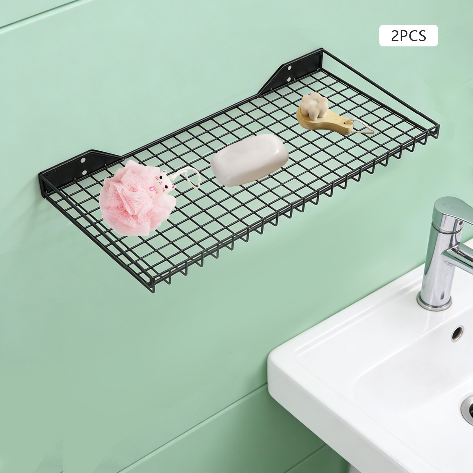 Wall Mount Mesh Storage Rack Garage Organizer For Basement Office Kitchen