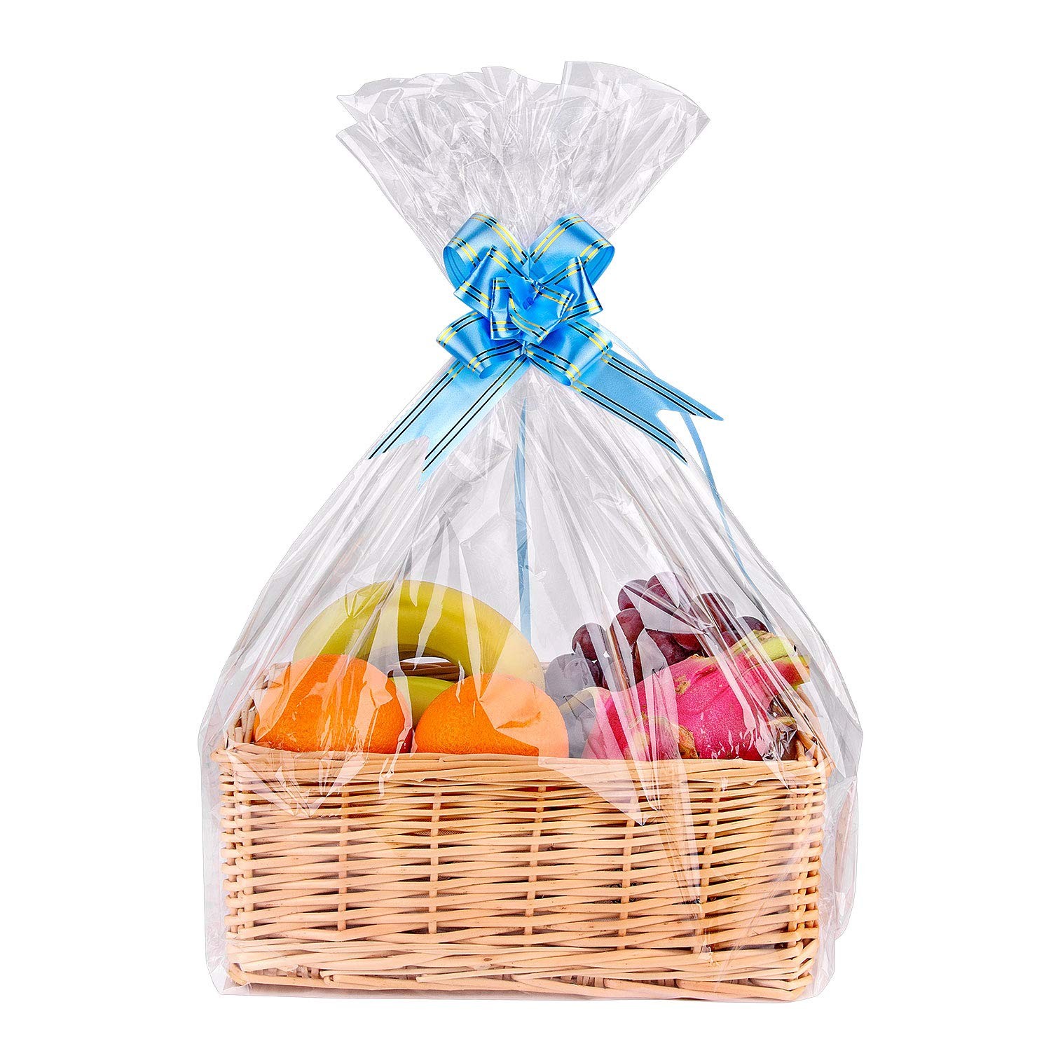 Awpeye Clear Basket Bags 20Pack Large Cellophane Gift Bags for Baskets Cellop…