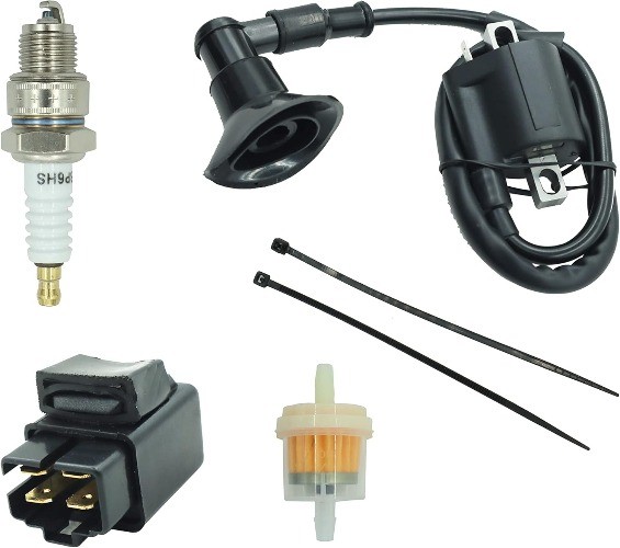 Ignition Coil Fit for Scrambler 50 90 with Starter Relay Solenoid and Spark Plug