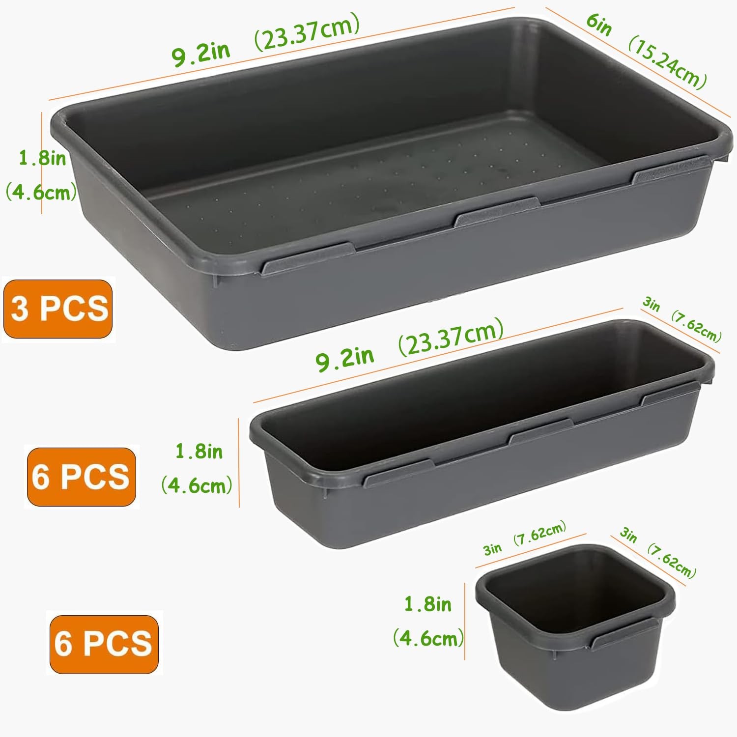 Kutesna 15PCS Interlocking Drawer Organizer, Plastic Desk Organizers Set