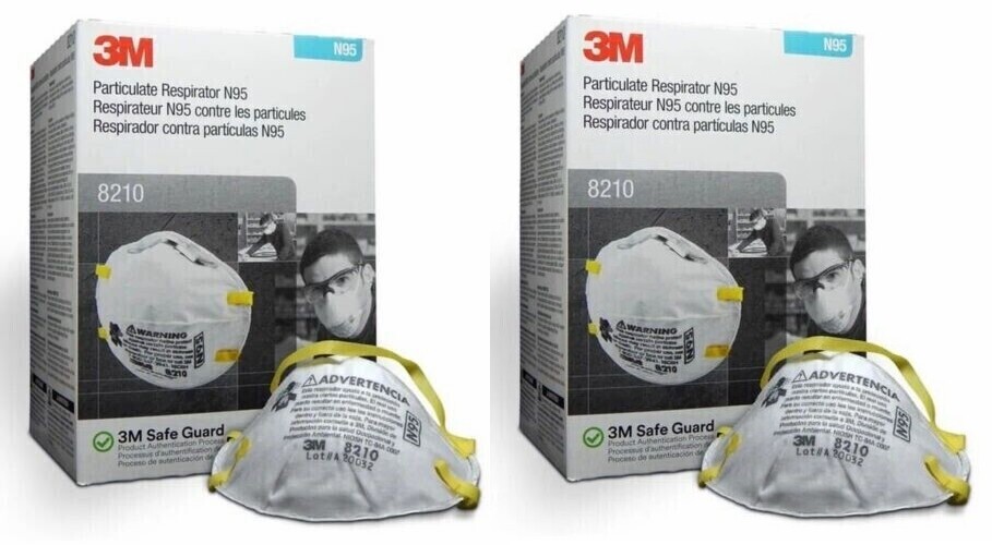 2-Boxes 3M 8210 N95 Particulate Respirators, 2 X Boxes of 20 Masks 40-total 6/26