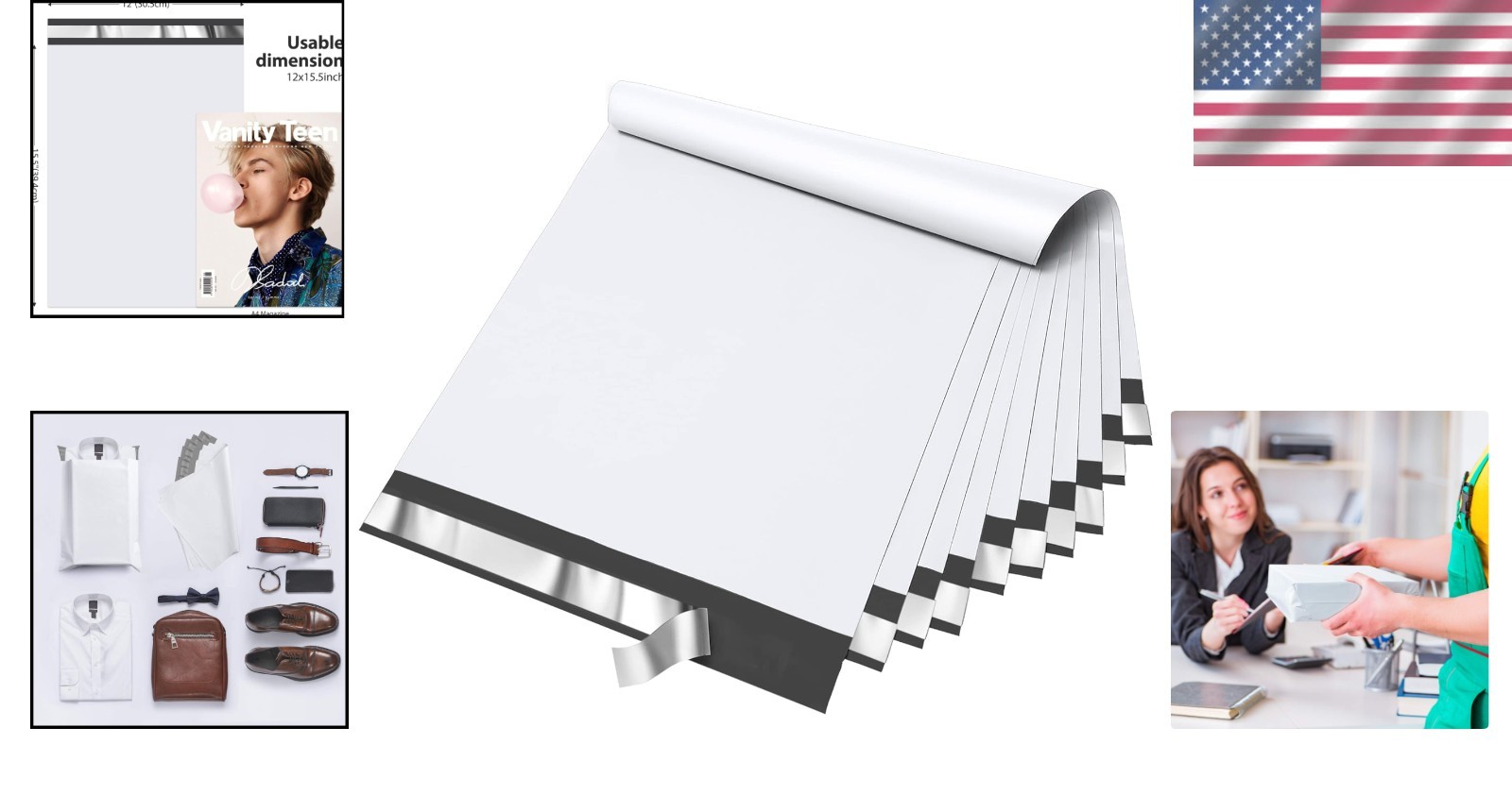 100 White Poly Mailers – Self Seal, Durable, Lightweight, Tear Resistant, 12x…