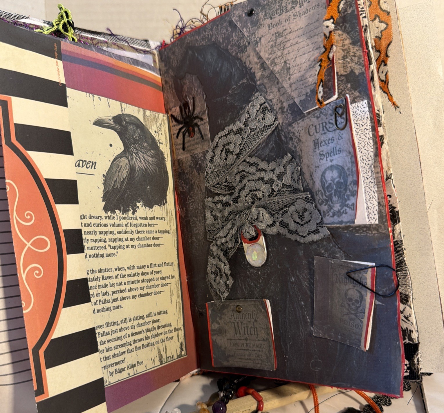 Junk Journal Halloween Spellbound Scary Tales Handmade Memory Note Book 74 Pages