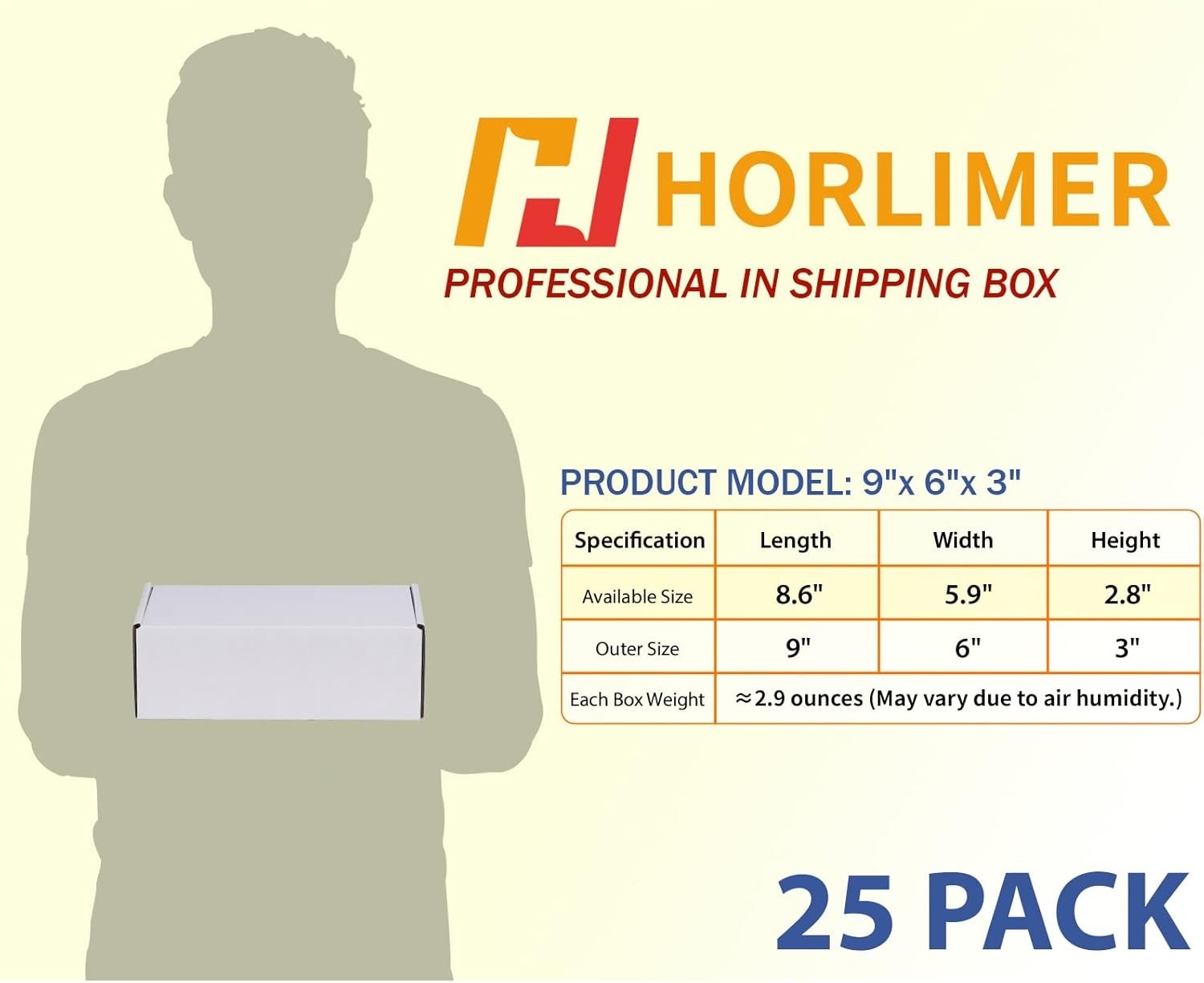 9x6x3 inches White Cardboard Shipping Boxes (25 Pack)