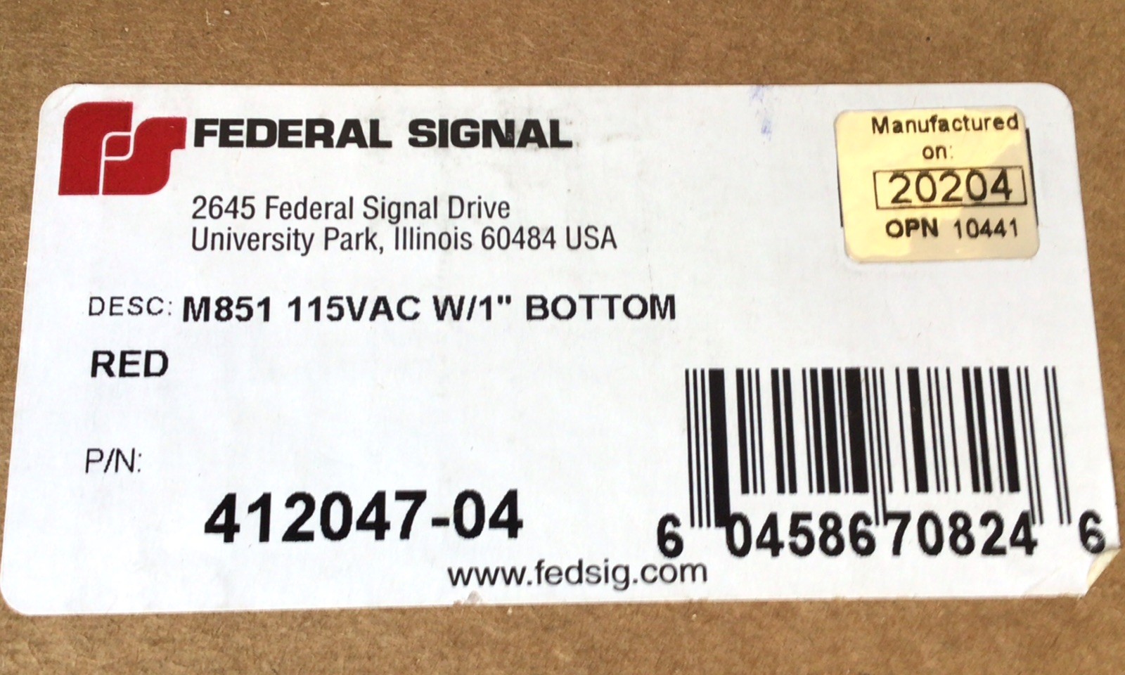 federal signal Warning light fixture 412047-04