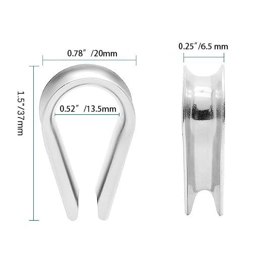 M5 Stainless Steel Thimble For 5/32 3/16 Dia Wire Rope Cable Thimbles Rigging2