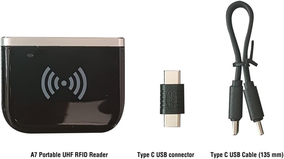 A7 Portable UHF RFID Reader Writer, 902-928 Mhz, Type-C USB & Bluetooth.