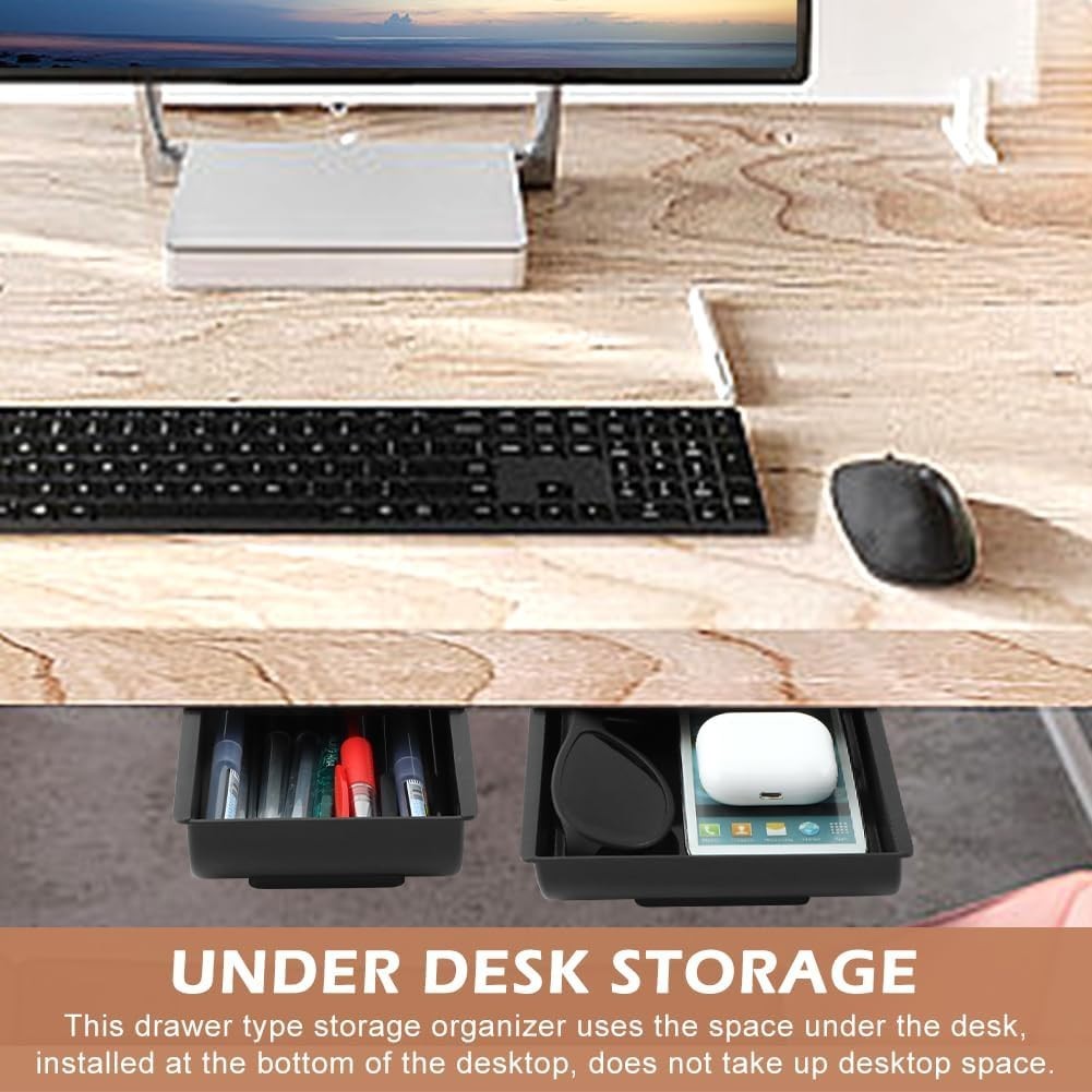 2 Pack Under Desk Drawer Organizer,Under Desk Drawer,Under Desk Storage Drawe…