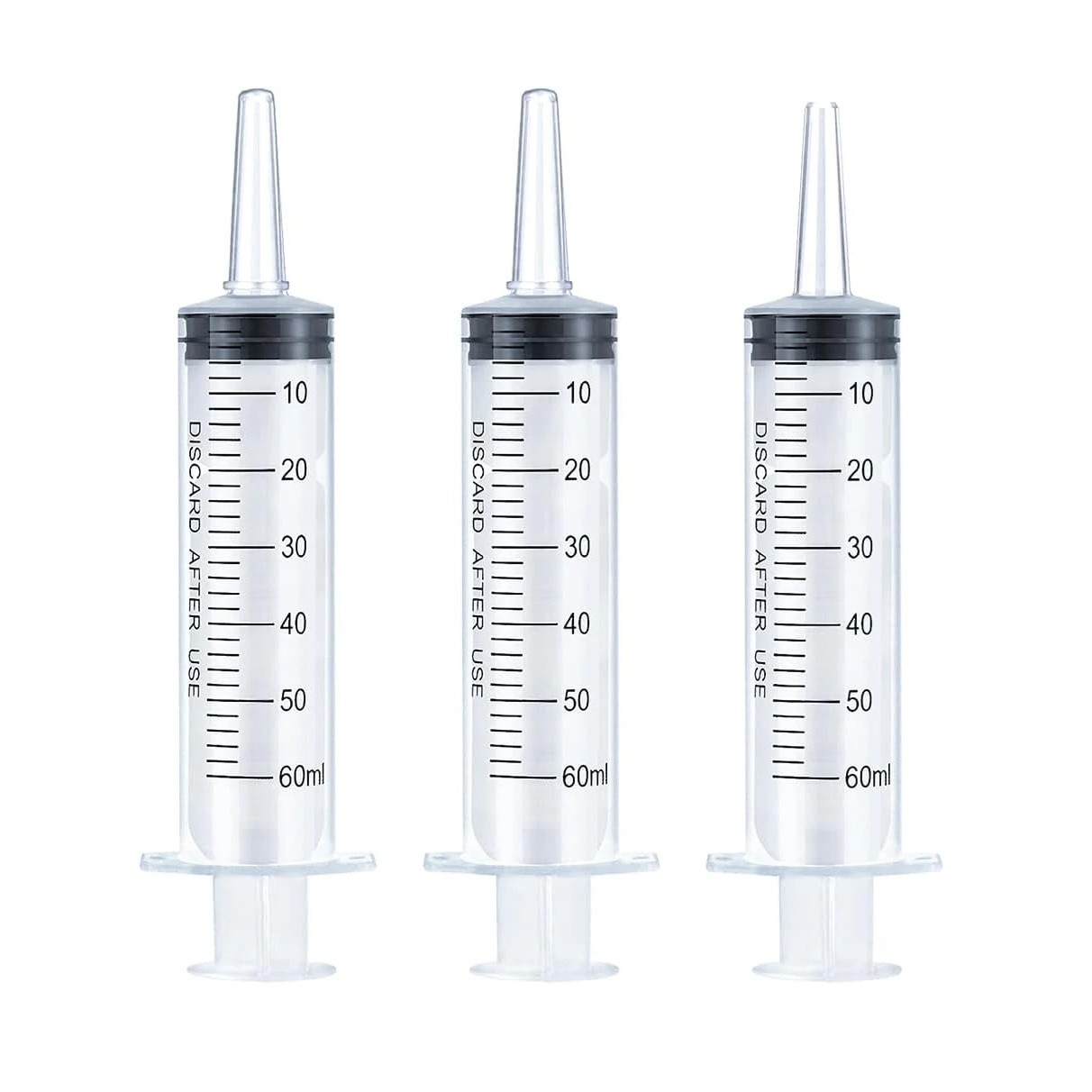 2x 60ml/2oz Plastic Syringe Sterile Plant Water Animal Feeder 60cc Slip Tip