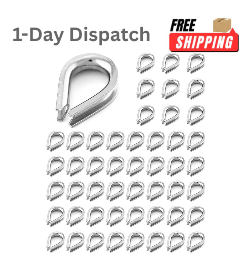 YAMASO 50pcs 1/8 M3 Stainless Steel Thimble for Wire Rope Cable Rigging