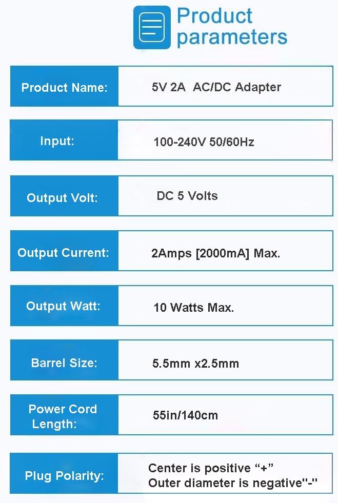 5V 2A AC Adapters 5V Power Adapter Charger DC Power Supply for Regulated Swit…