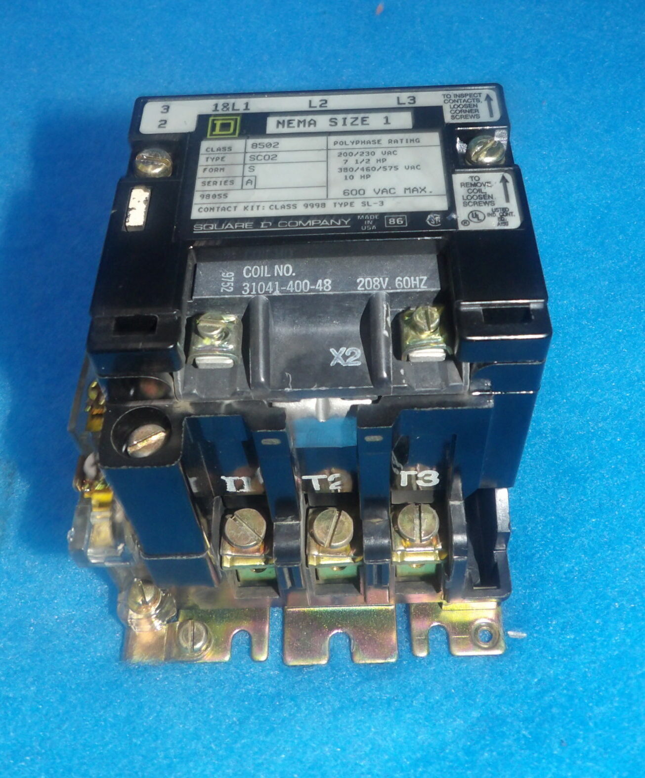 Square D 8502 SCO2 Form S Series A Nema Size 1 10HP Contactor + 1 Year Warranty