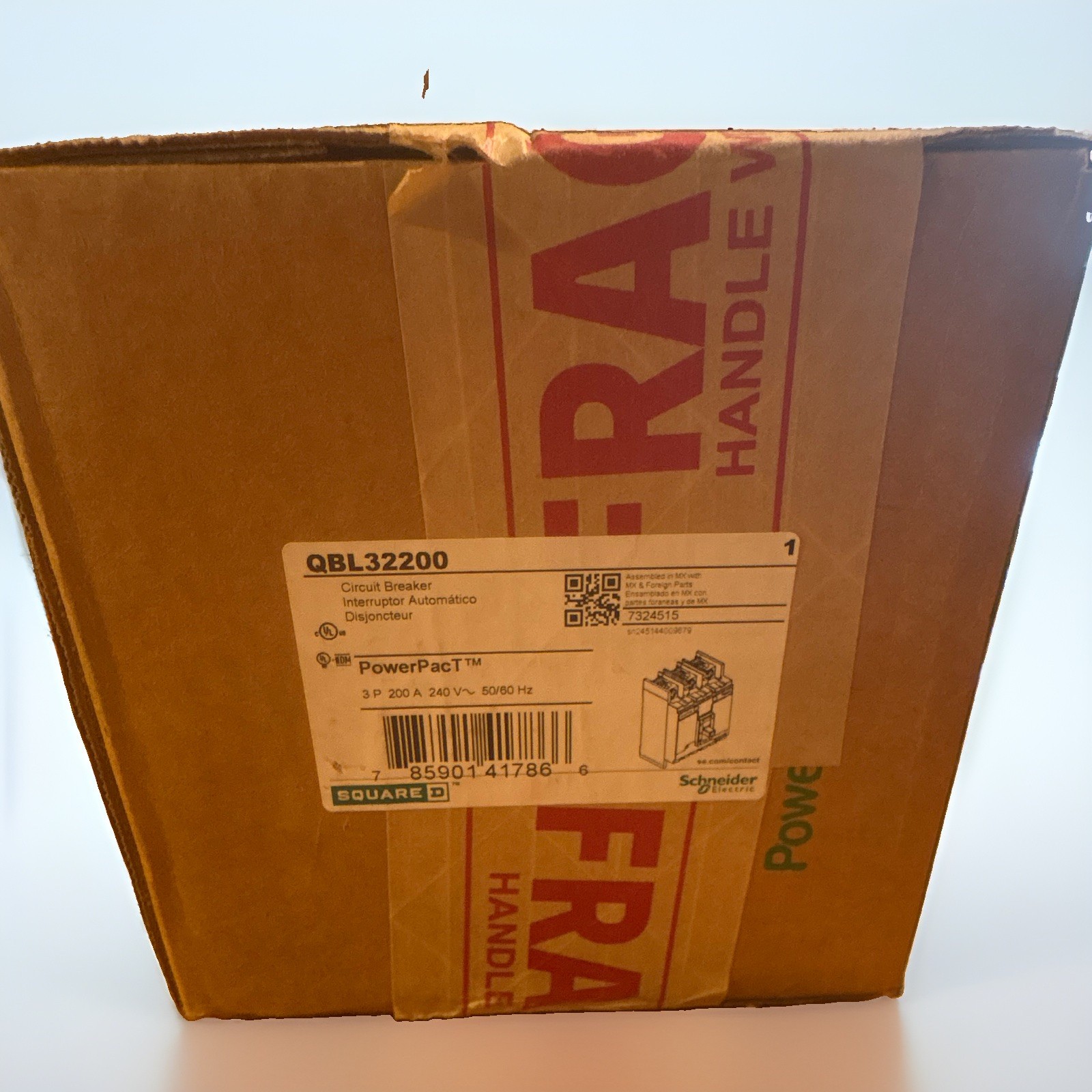 Square D QBL32200 PowerPact 200A 3-Pole Circuit Breaker 240V Thermal