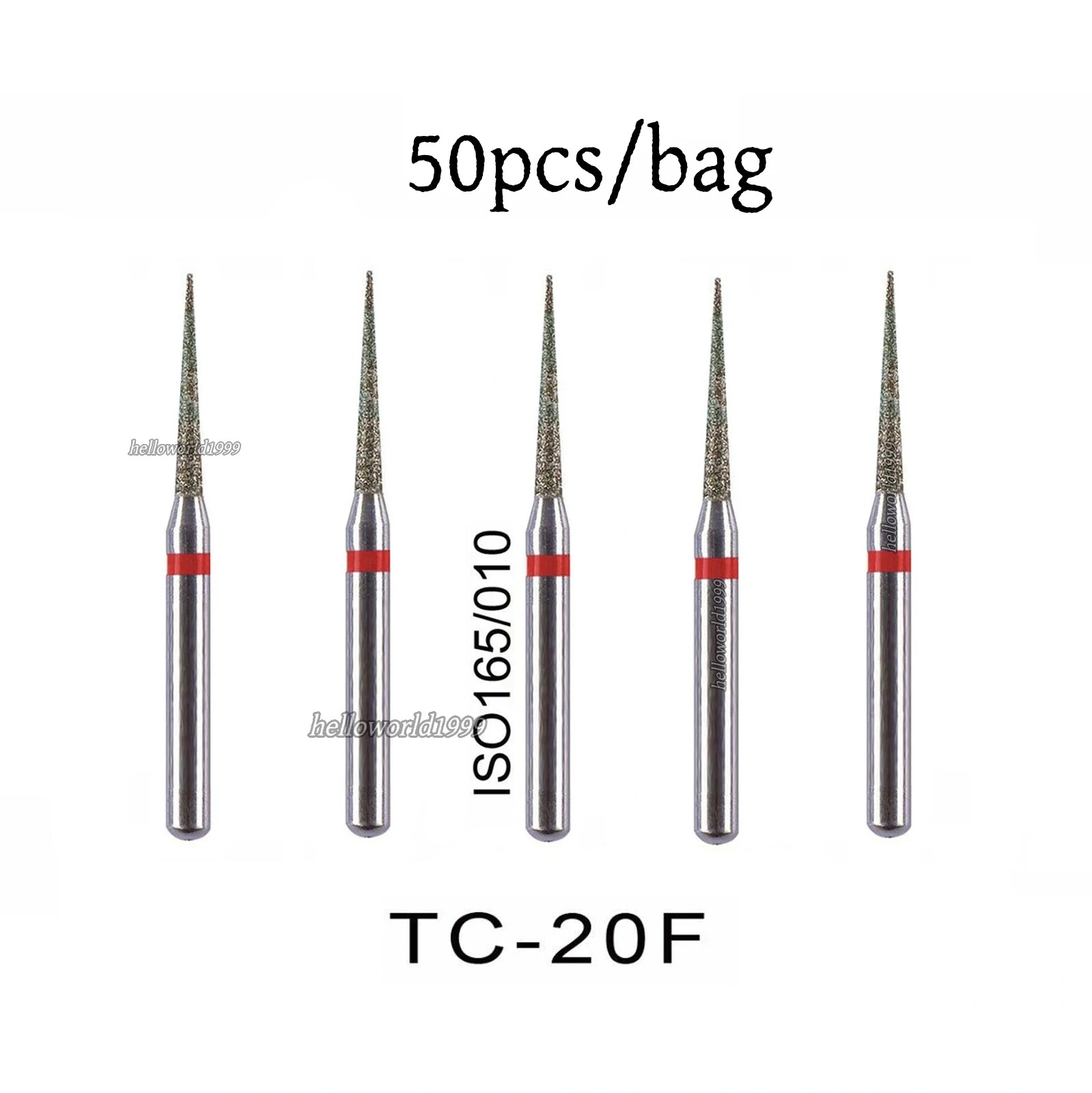 50Pcs/bag Dental Diamond Burs FG Needle Taper TC-20F Fine Grit High Speed
