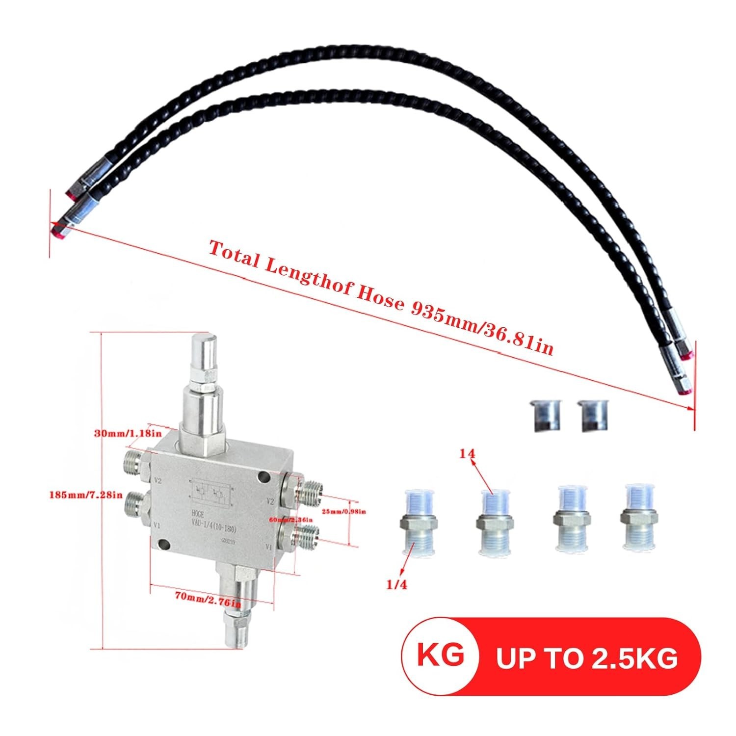 1/4”For Mini Excavator Cushion Valve Kit Swivel Motor Assembled Complete M14×1.5