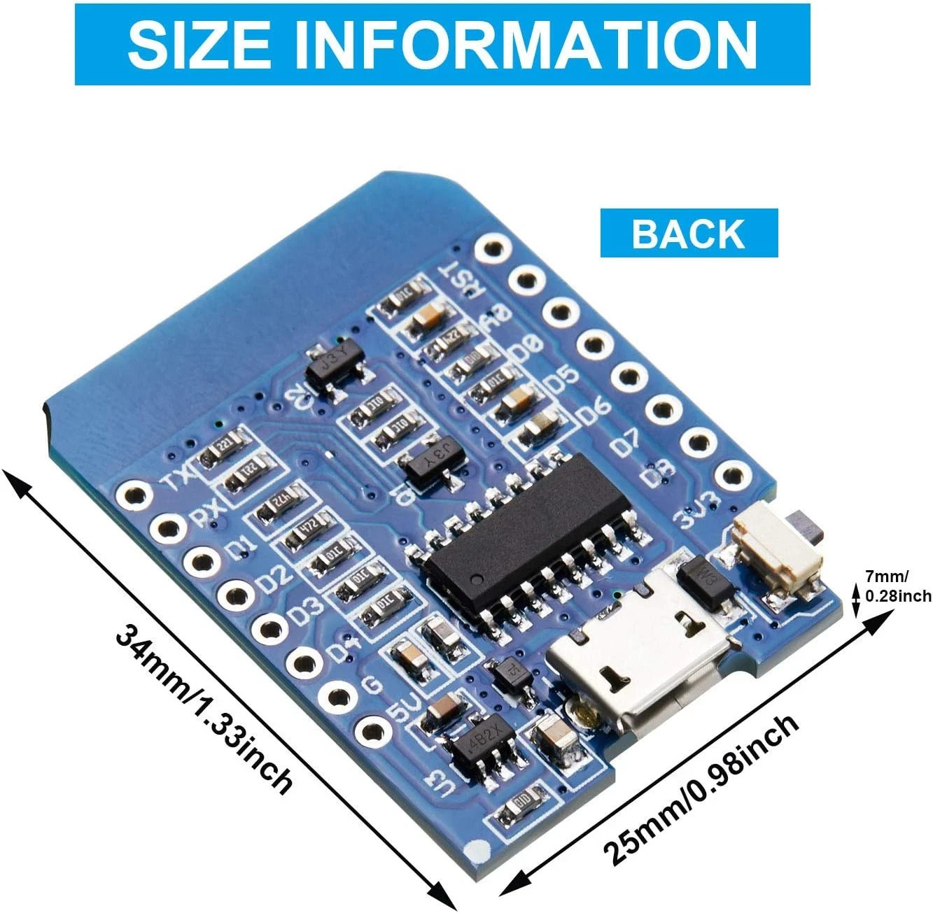 Lot of 2 Pieces Development Board Node mcu Mini D1 Module for ESP8266 ESP-12F