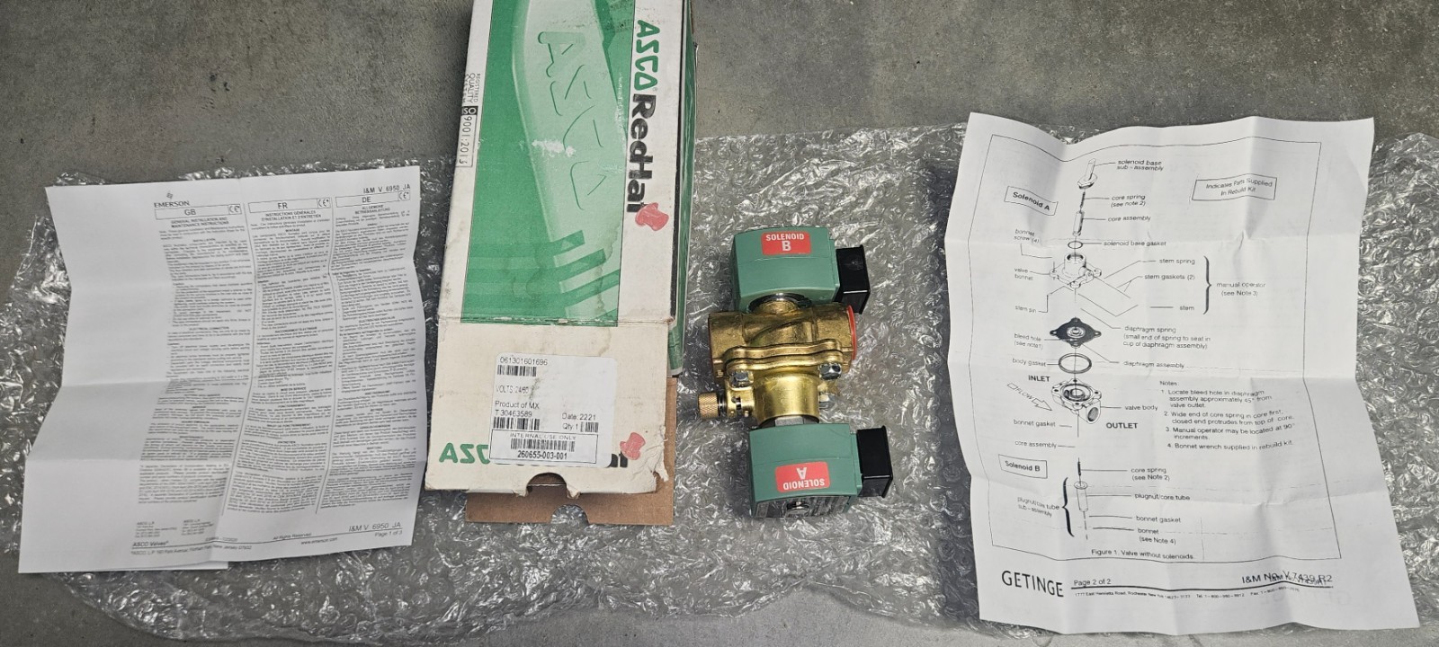 SOLENOID VALVE, NORMALLY CLOSED, 3/4 IN, 24 VAC – Getinge (OEM #: 61301601696)