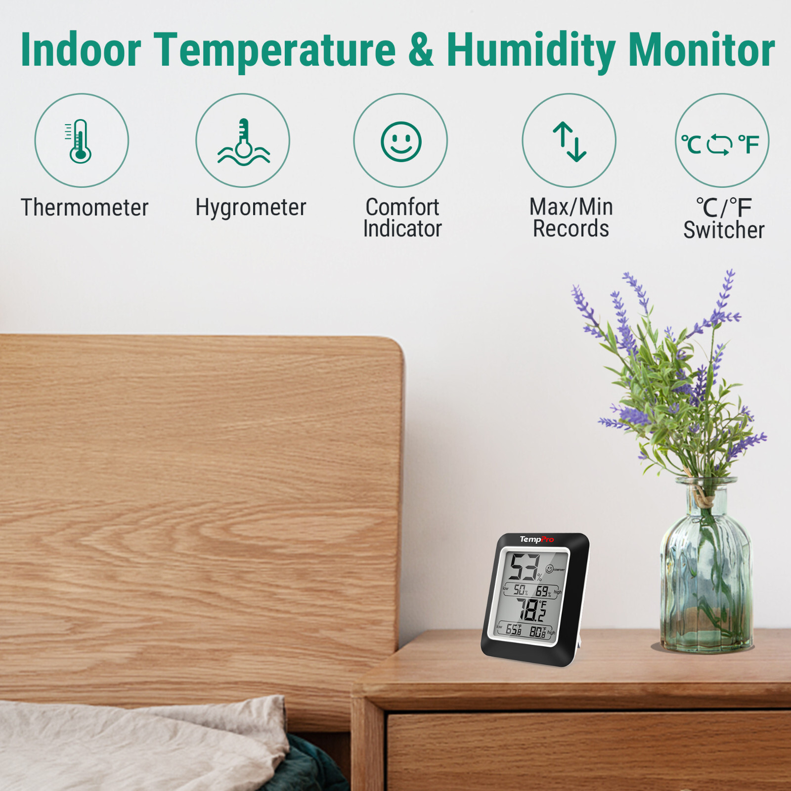 3PCS LCD Digital Indoor Hygrometer Thermometer Temperature Humidity Monitor
