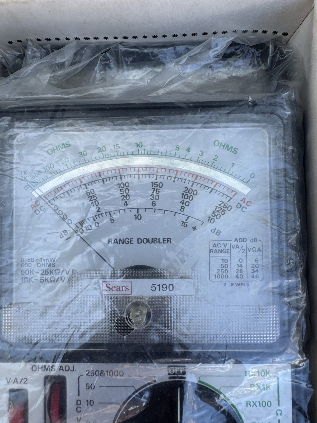 Sears 5190 Portable 43 Range VOM Multitester 50000 Ohms Volt DC Vintage NOS