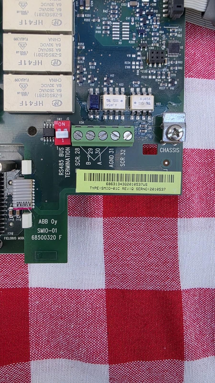 ABB SMIO-01C Rev Q. CPU board for ACH550 VFD. Part number 68500320