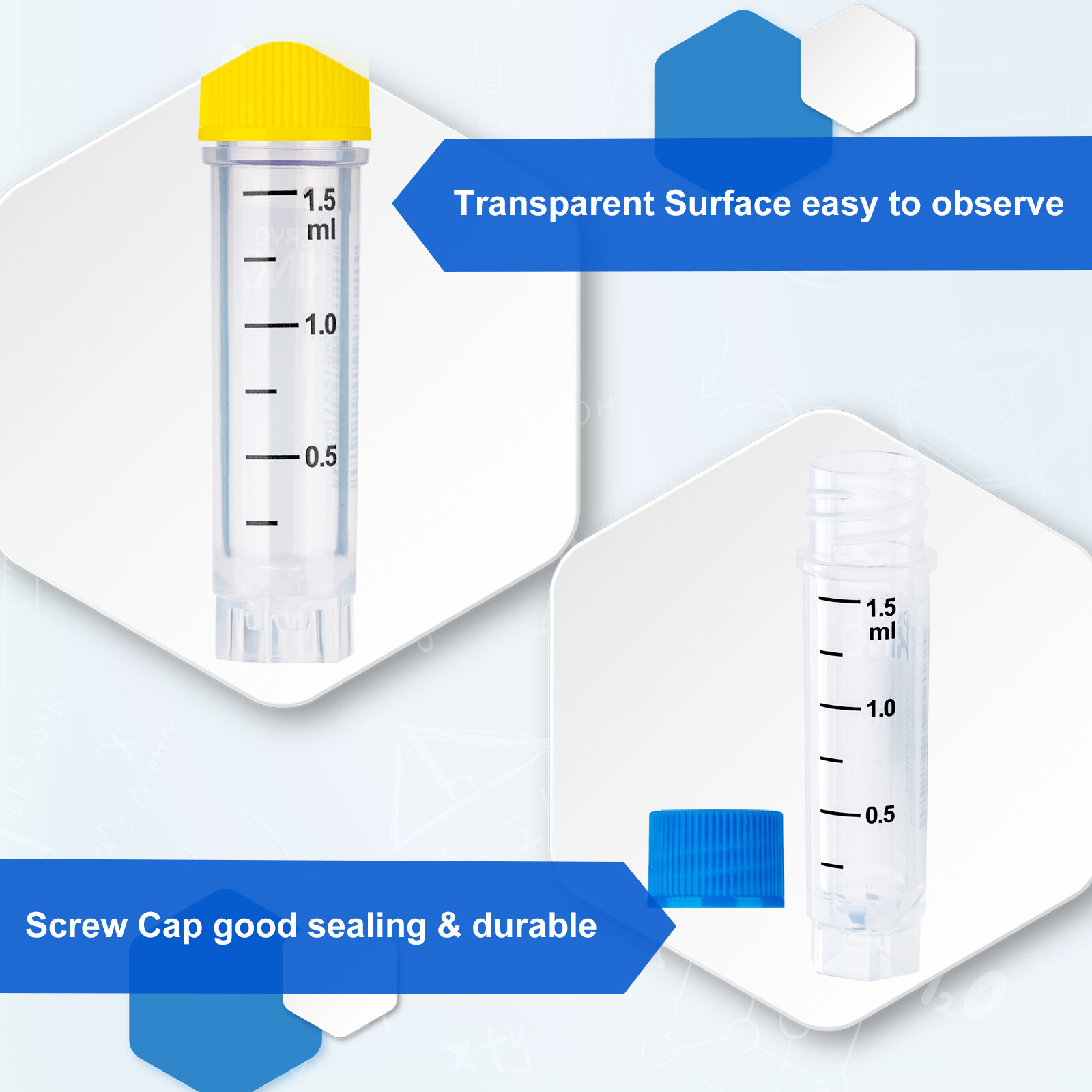 1000Pcs 1.5ml Cryogenic Vials, Sterile Vials with Side Barcode