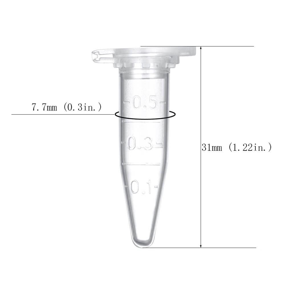 0.5ml Microcentrifuge Tubes 1000pcs, EO Sterilized Plastic Small Vials with Caps