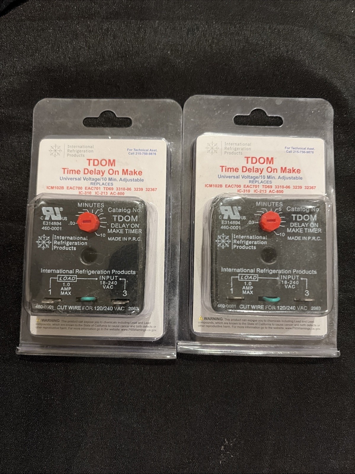 (Qty 2) International TDOM Delay-On Timer Relay 18-240VAC SPST 3-Pin Adju 10m
