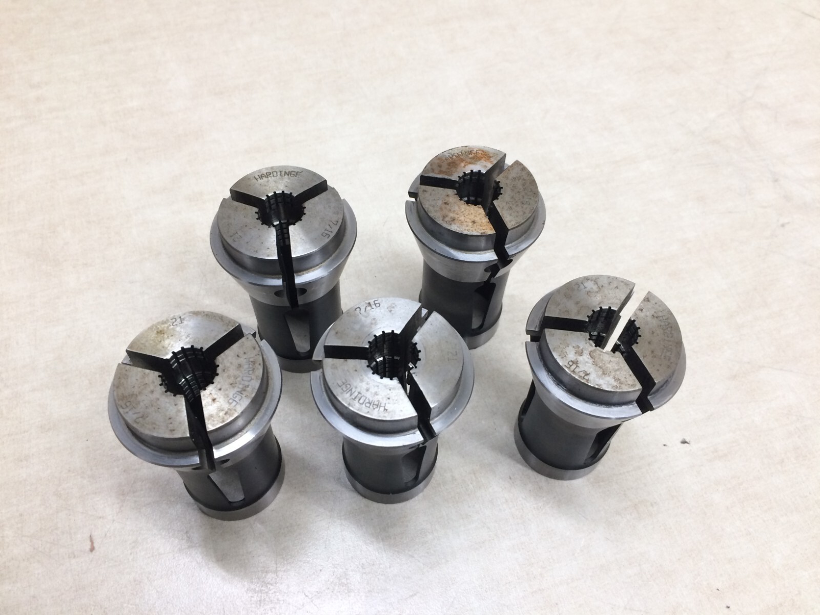 Lot of 5 Hardinge 7/16″ Brown & Sharpe No. 21 Waffle Pattern Collet Tool
