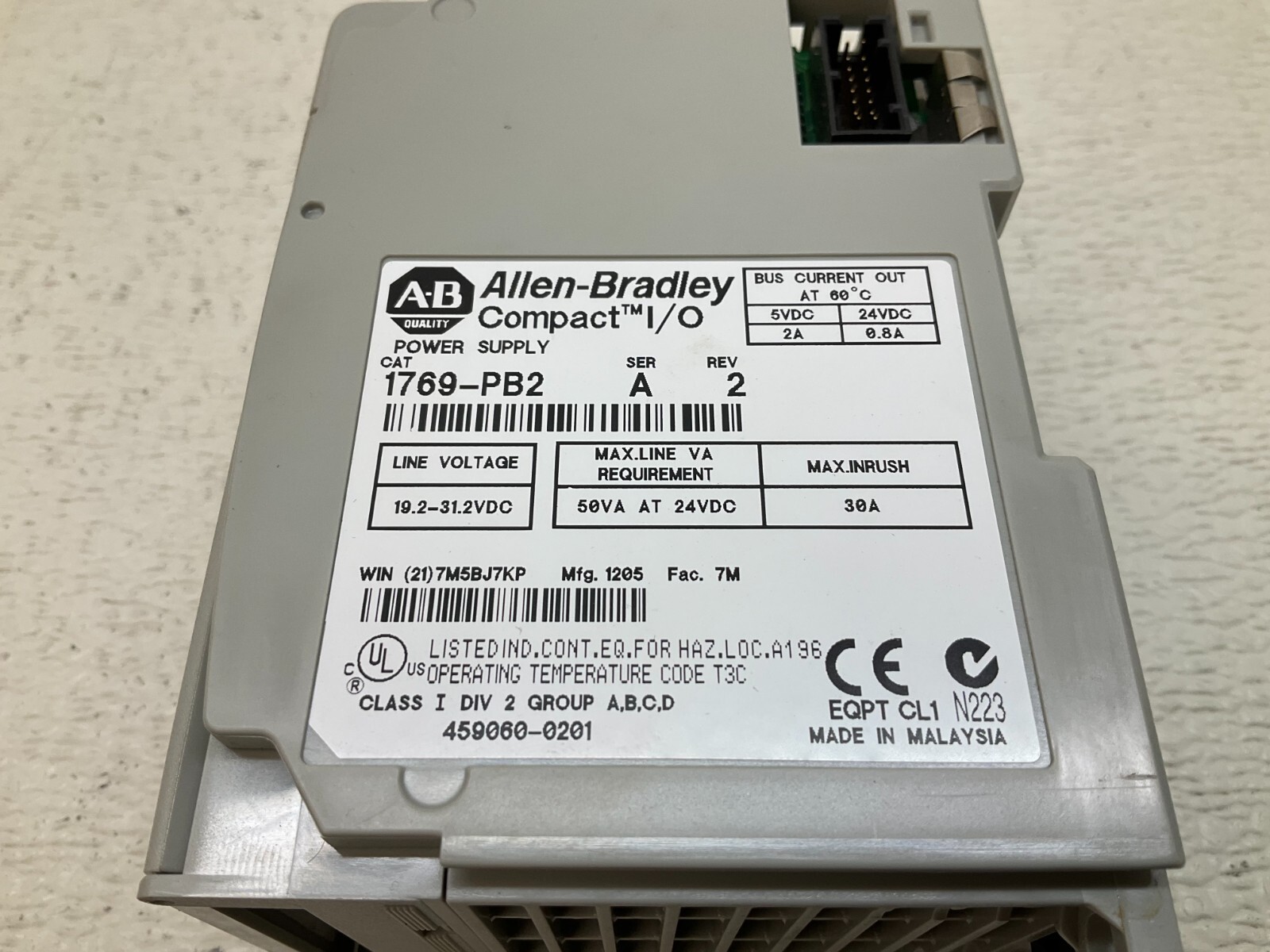 Allen Bradley 1769-PB2 Compact I/O Power Supply Module Ser A Rev 2 1769 (TSC)
