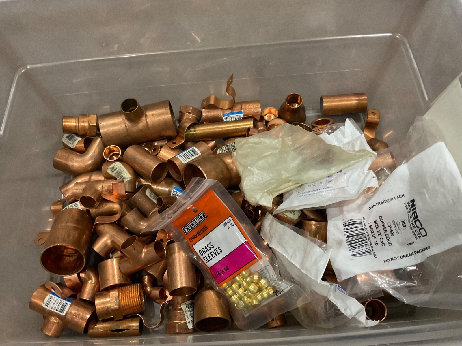 Mixed Plumbing Lot of Nibco Copper Sweat Fittings [Elbows Tees Caps] & Other