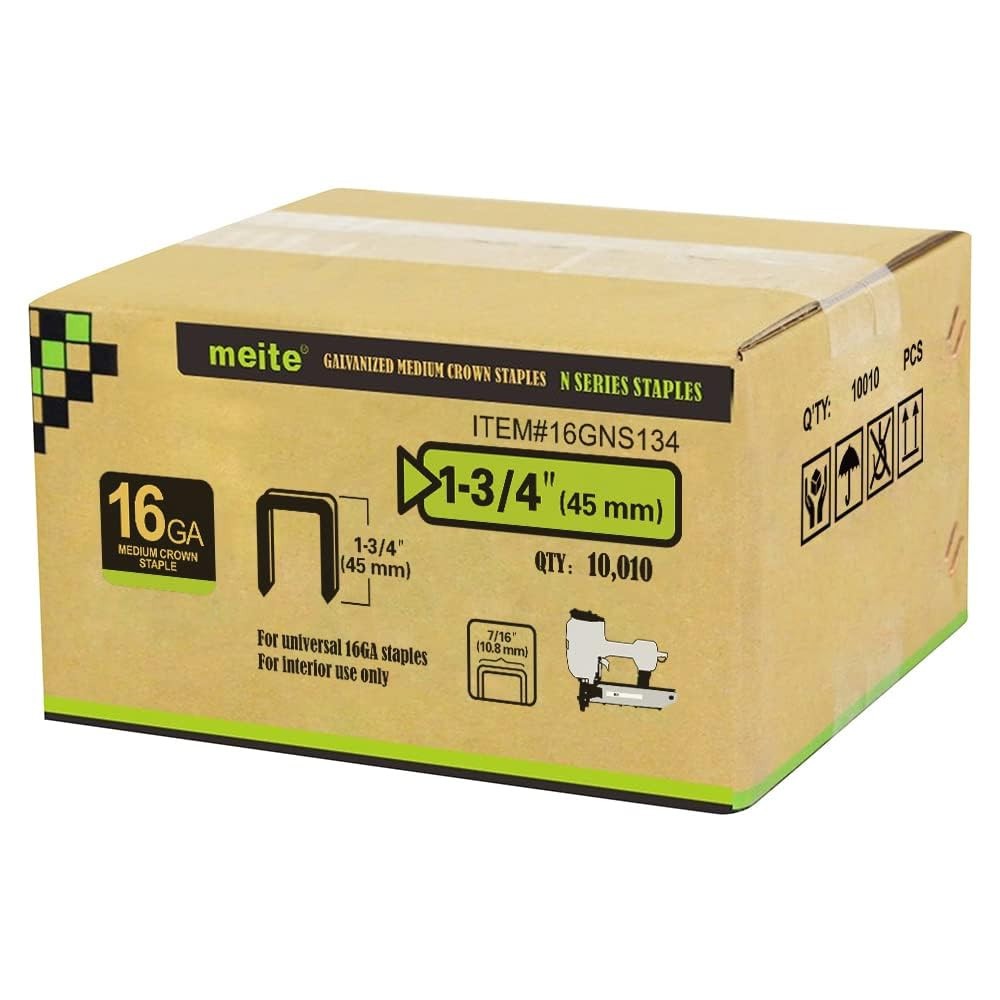 meite 16 Gauge 7/16-Inch Crown Staples Galvanized Heavy-Duty N-Style Staples