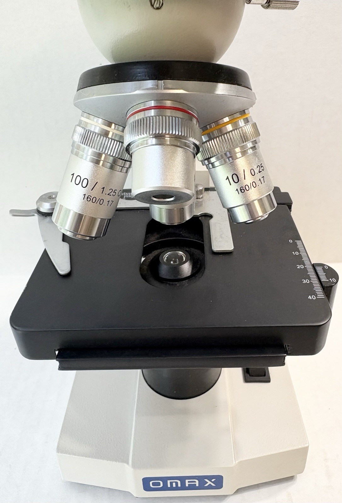 OMAX M82E Binocular Compound Microscope LED Mechanical Stage 4X 10X 40X 100X