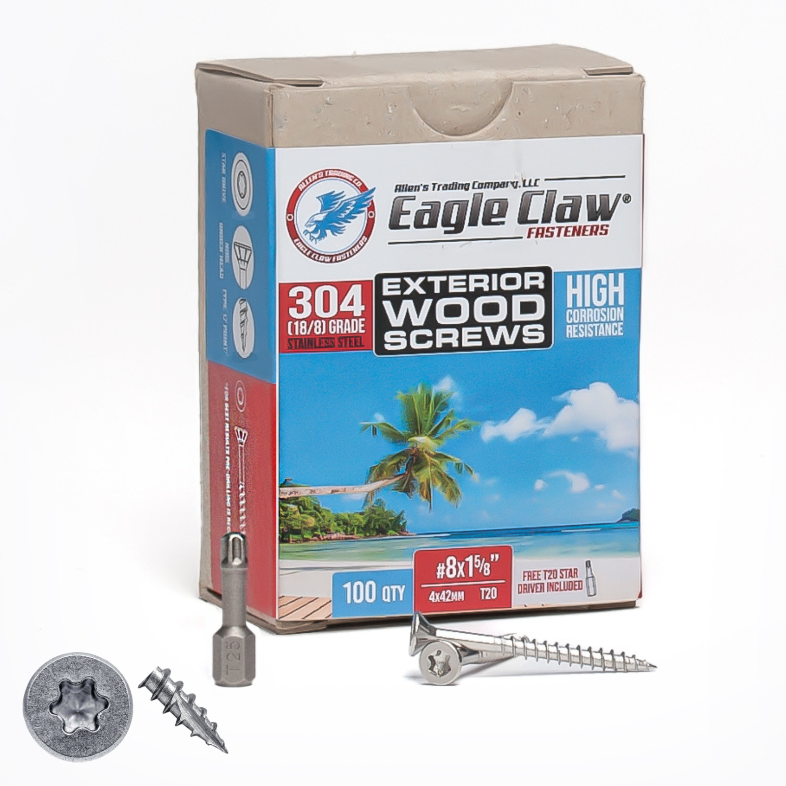 Stainless Steel Wood Screws, Star Drive, Qty 100 DIY Pack, Various sizes