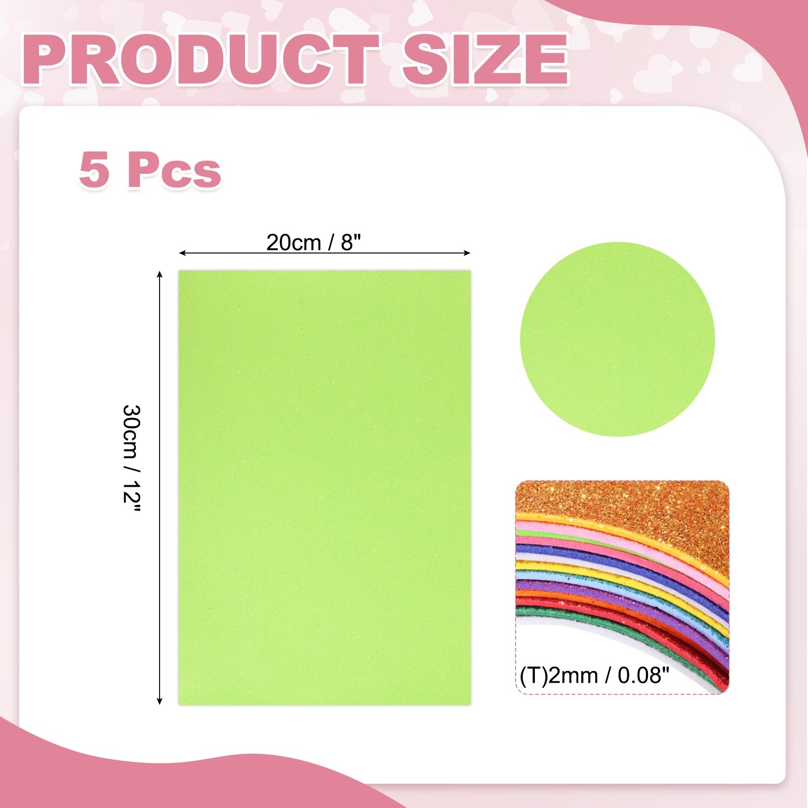 5 Sheets Light Green Shiny Foam Sheets 8″x12″ EVA Foam Sheets for DIY Craft