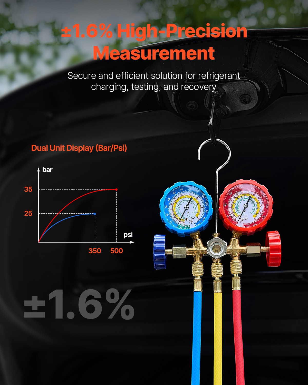 VEVOR 3.5 CFM HVAC Single Stage Rotary Vane Vacuum Pump and Manifold Gauge Kit