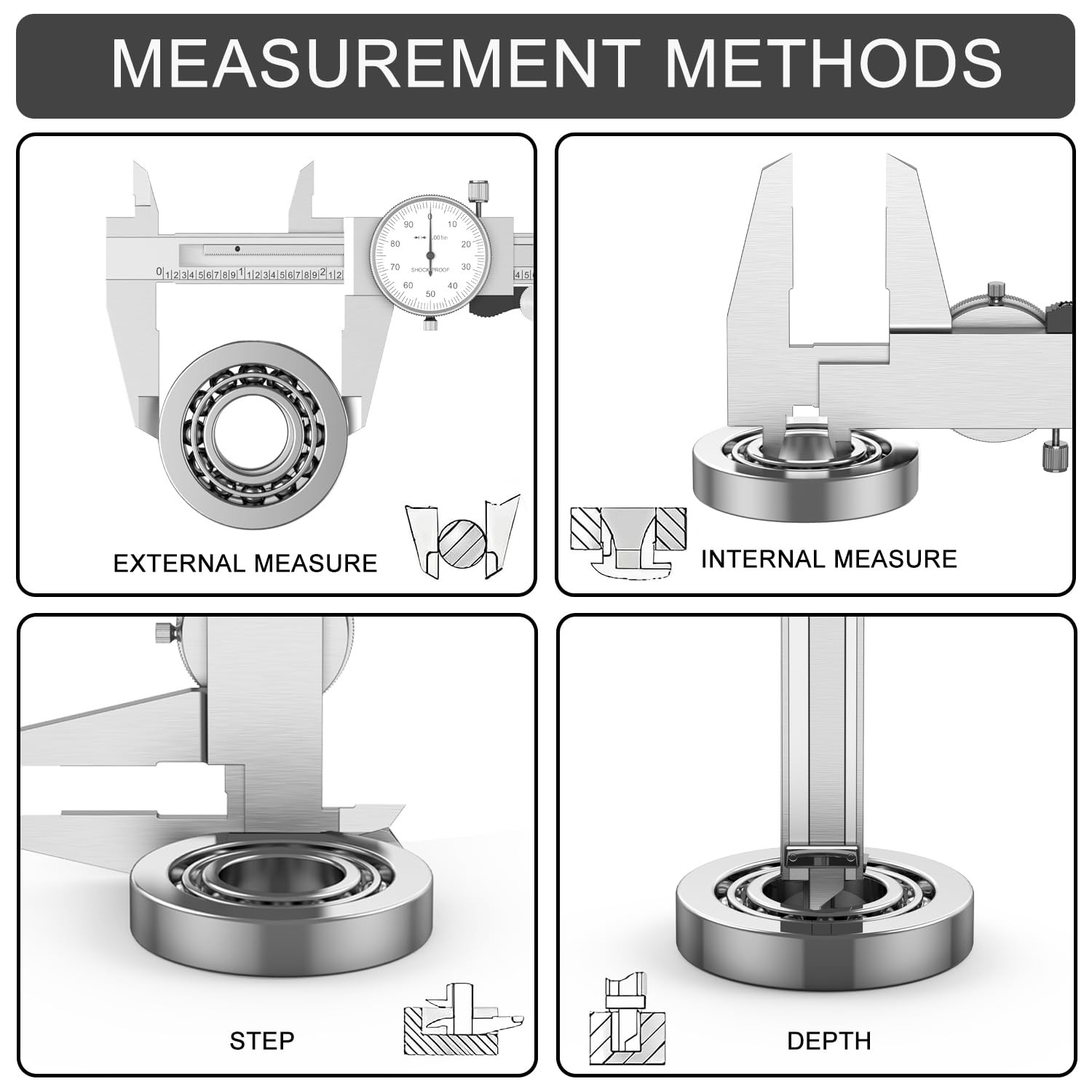 HDLNKAK Dial Caliper 0.001″ Micrometer 0.001″ Stainless Ruler 0-6″ 0-1″ Toolkit