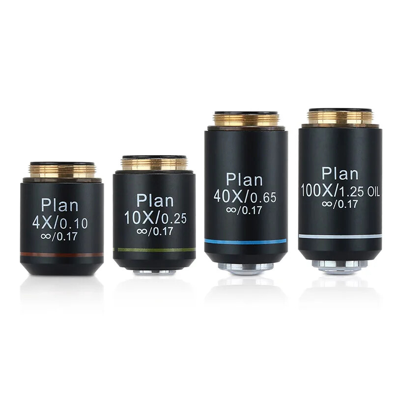 4X 10X 40X 100X 195 Infinity Plan Objective Lens Microscope Objective RMS 20.2mm