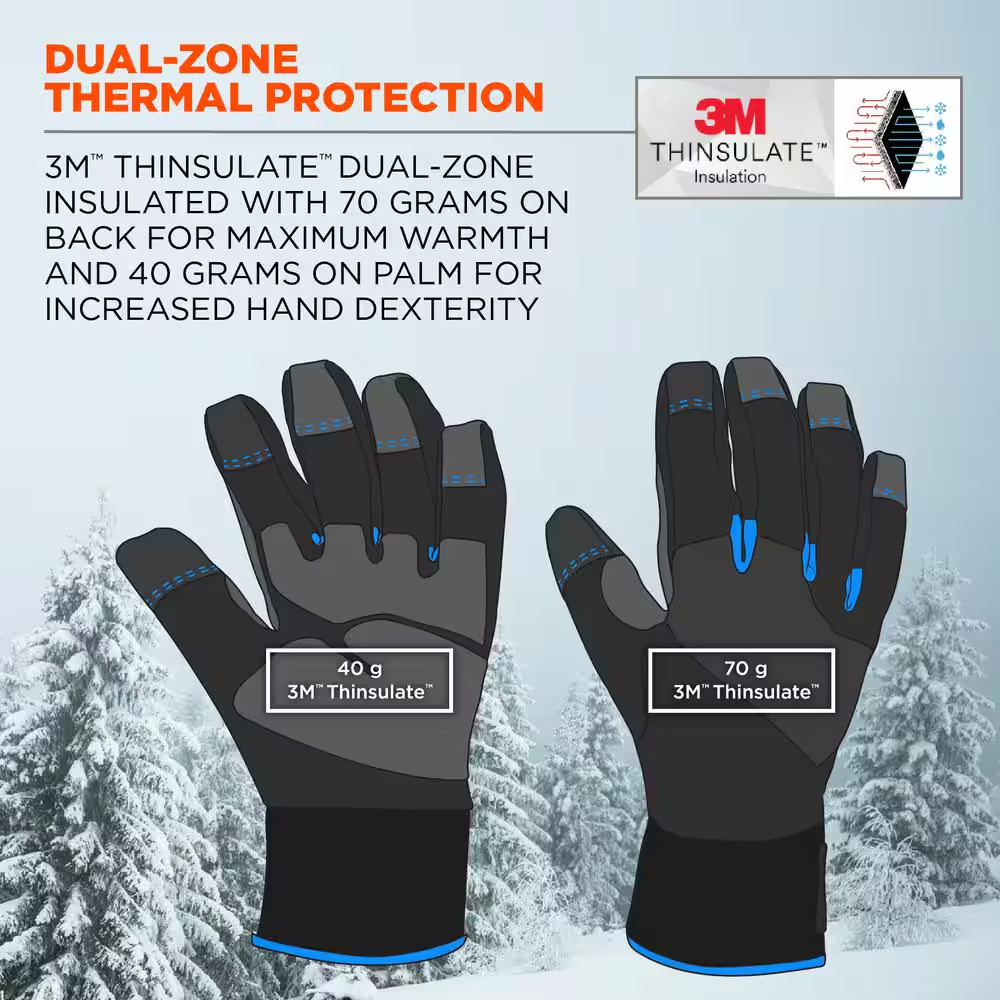 Proflex 817 Medium Black Reinforced Winter Work Gloves