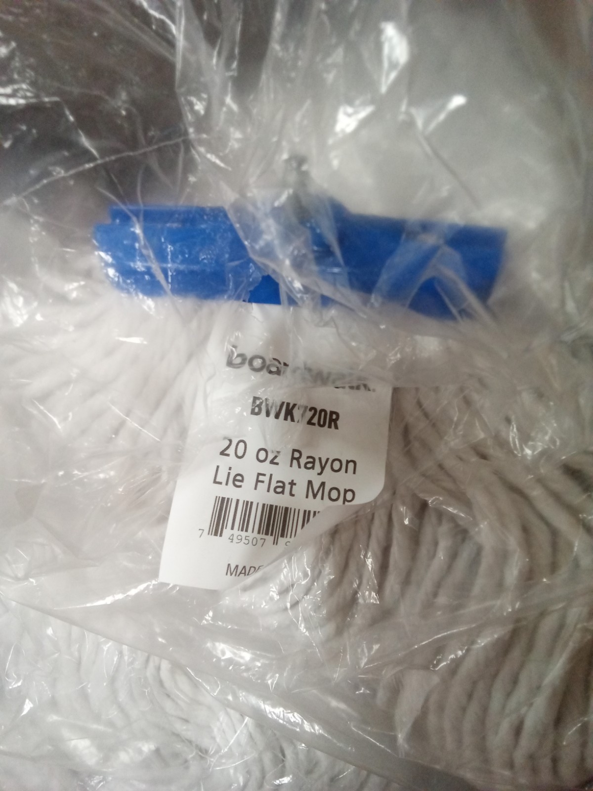 Boardwalk 720R 20 oz Economical Lie-Flat Rayon Fiber White Mop Head (12/Ct) 063
