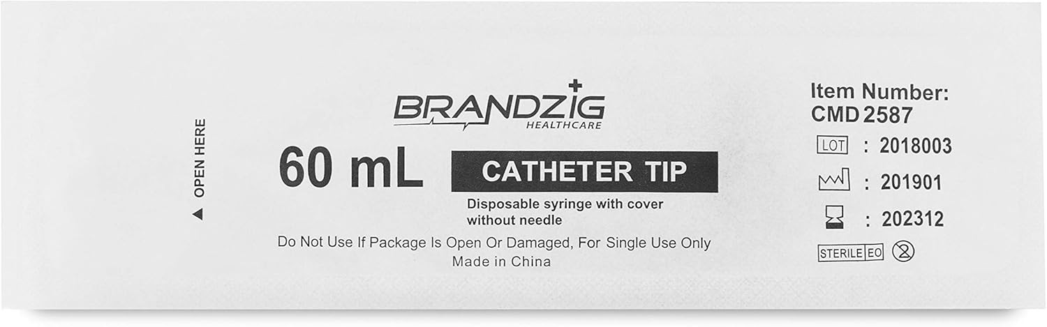 60ml Catheter Tip Syringe with Cover 5 Pieces by Brandzig – Sterile…